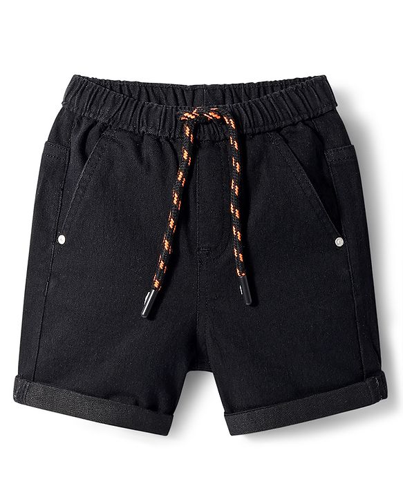 Babyhug Denim Mid Thigh Washed Shorts With Stretch - Light Blue