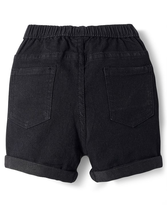 Babyhug Denim Mid Thigh Washed Shorts With Stretch - Light Blue