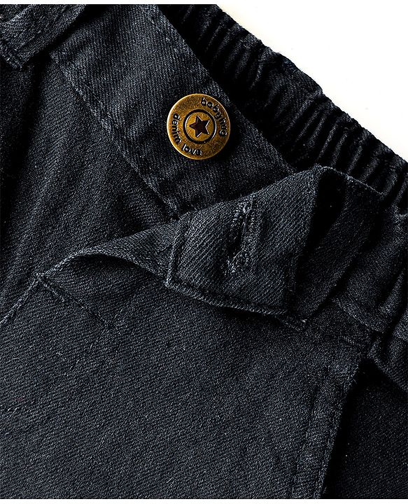 Babyhug Denim Mid Thigh Washed Shorts With Stretch - Navy Blue