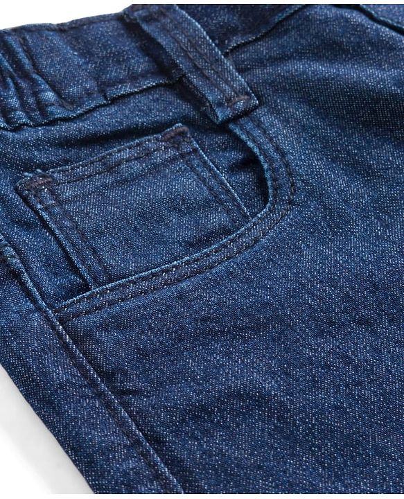 Babyhug Denim Full Length Washed Jeans With Stretch - Navy Blue