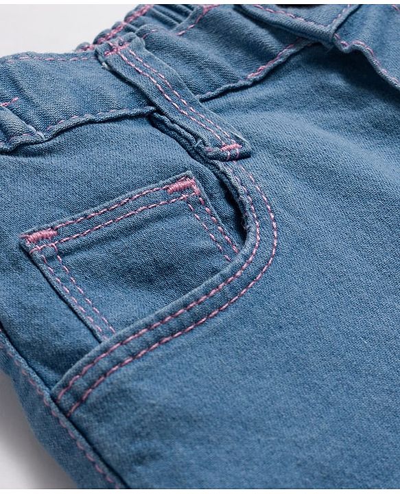 Babyhug Denim Full Length Washed Jeans With Stretch - Navy Blue