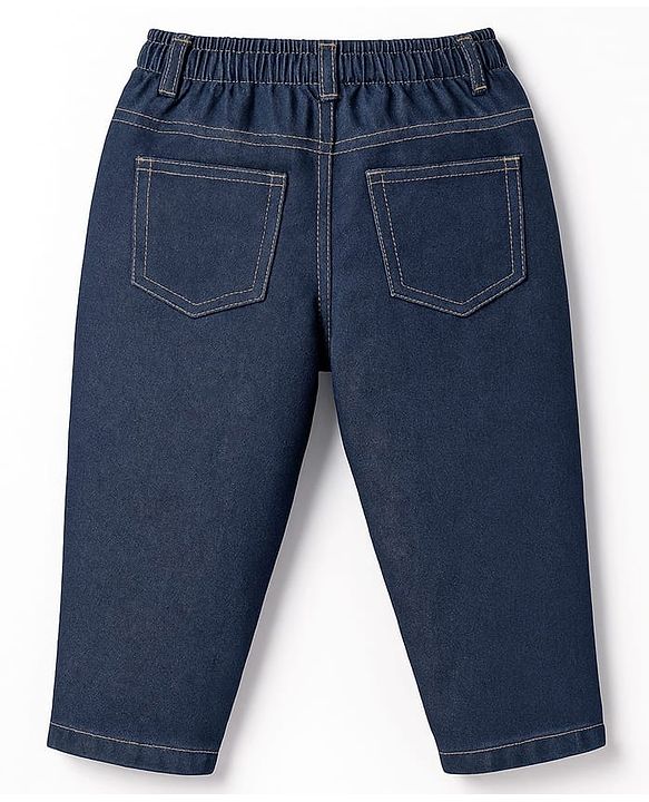 Babyhug Denim Jeans Full Length Washed Jeans With Stretch - Navy Blue