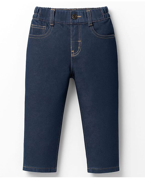Babyhug Denim Jeans Full Length Washed Jeans With Stretch - Navy Blue