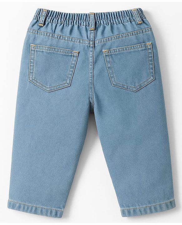 Babyhug Denim Jeans Full Length Washed Jeans With Stretch - Navy Blue