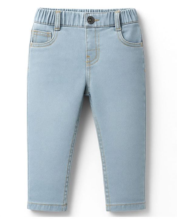Babyhug Denim Jeans Full Length Washed Jeans With Stretch - Navy Blue