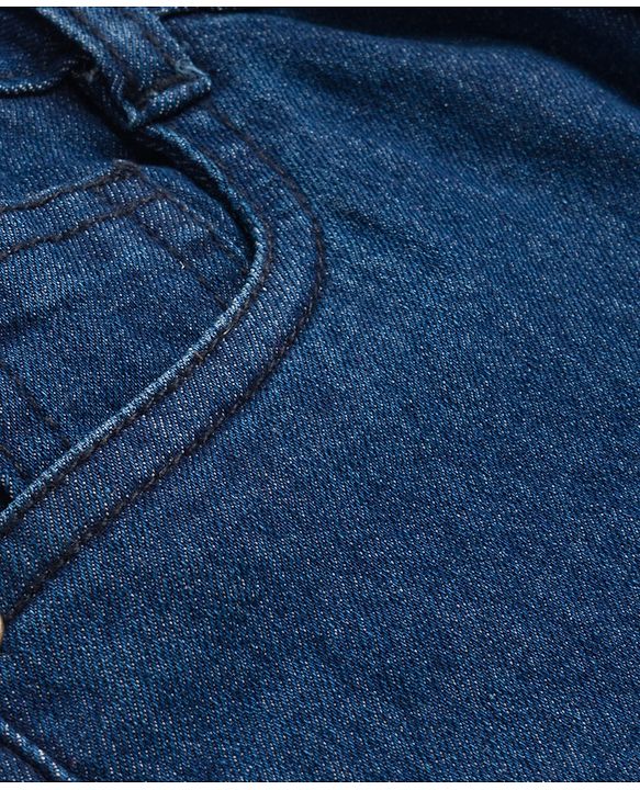Babyhug Denim Full Length Wahsed Jeans With Stretch - Navy Blue