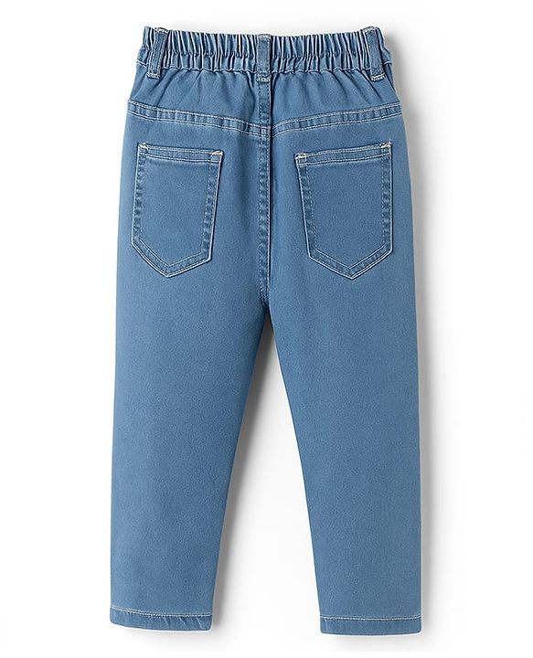Babyhug Denim Full Length Wahsed Jeans With Stretch - Navy Blue
