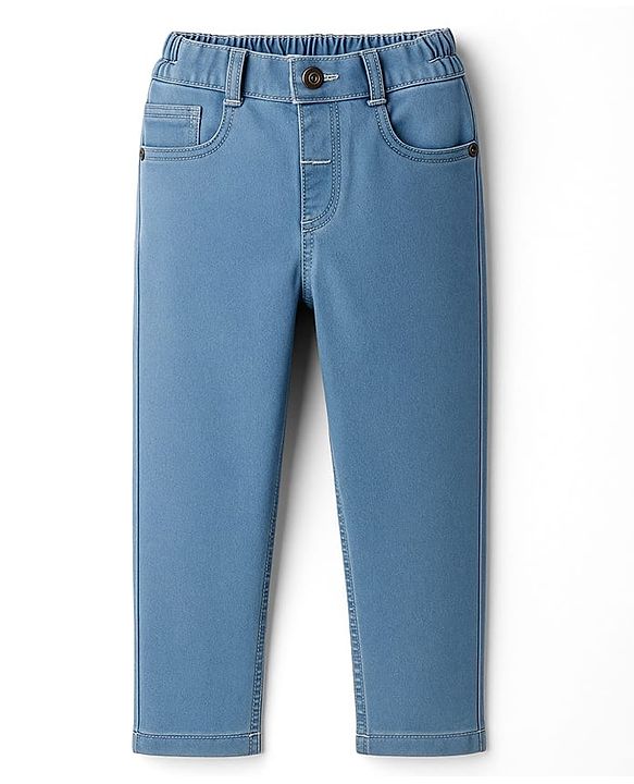 Babyhug Denim Full Length Wahsed Jeans With Stretch - Navy Blue