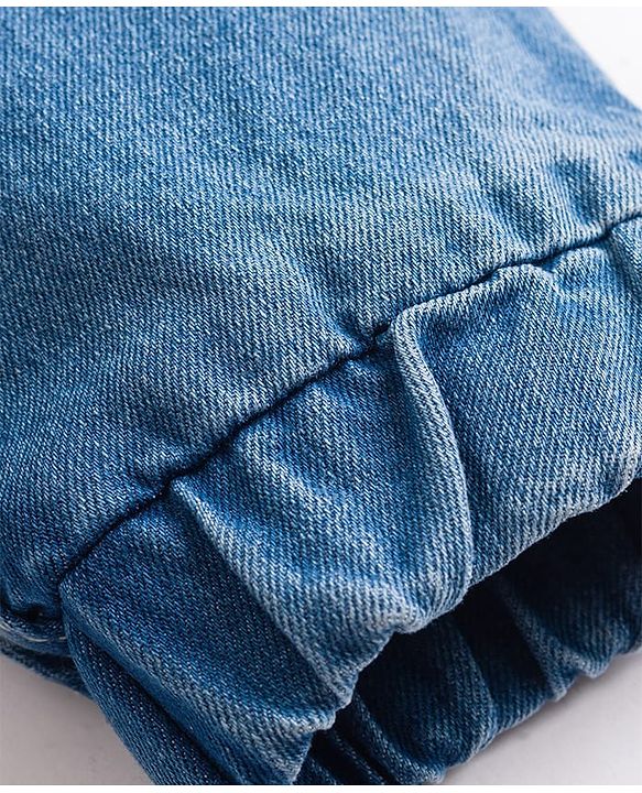 Babyhug Denim Full Length Washed Joggers with Stretch - Navy Blue