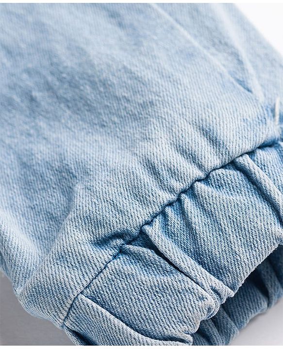 Babyhug Denim Full Length Washed Joggers with Stretch - Navy Blue