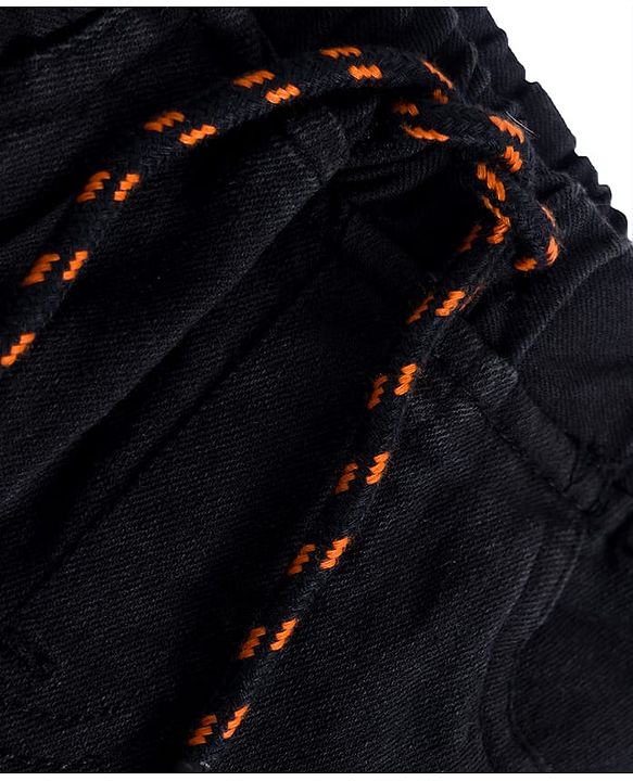 Babyhug Denim Full Length Washed Joggers with Stretch - Navy Blue