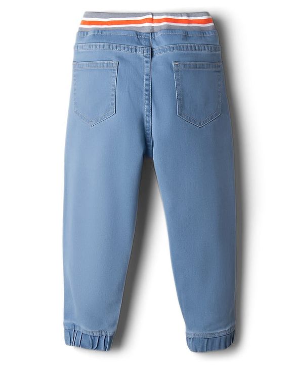 Babyhug Denim Full Length Washed Jogger - Navy Blue