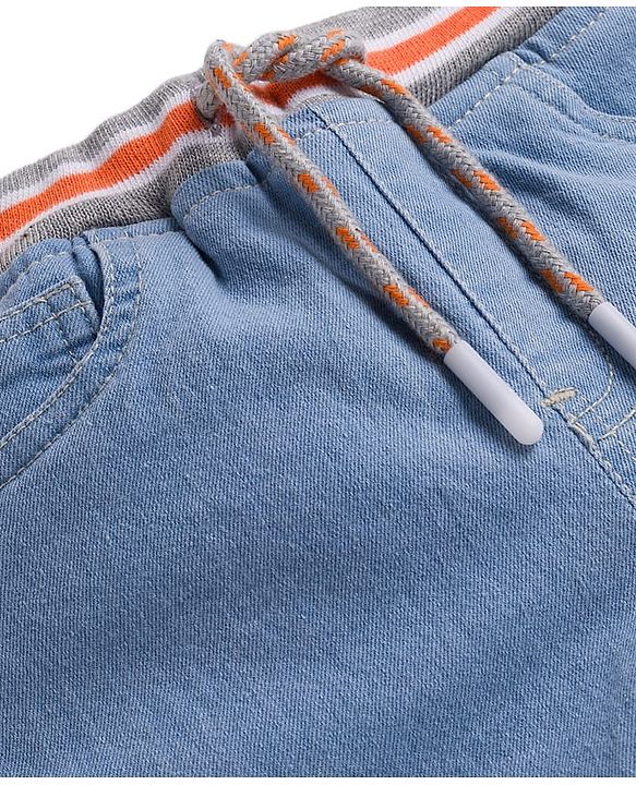 Babyhug Denim Full Length Washed Jogger - Navy Blue