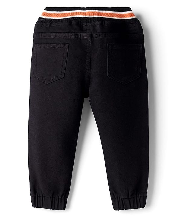 Babyhug Denim Full Length Washed Jogger - Navy Blue