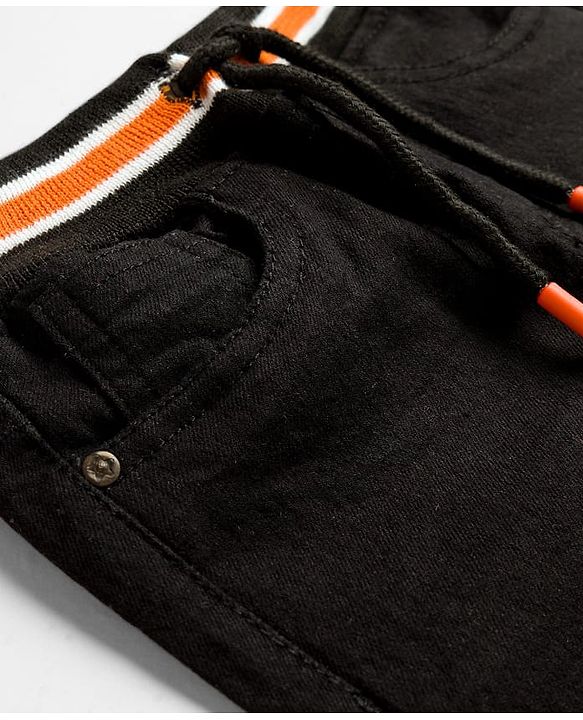 Babyhug Denim Full Length Washed Jogger - Navy Blue