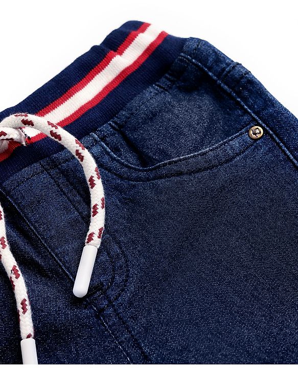 Babyhug Cotton Denim Knee Length Washed Jamaican - Navy Blue