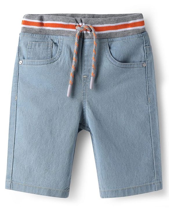 Babyhug Cotton Denim Knee Length Washed Jamaican - Navy Blue