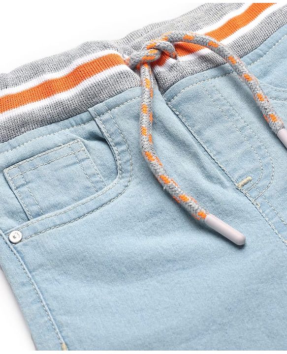 Babyhug Cotton Denim Knee Length Washed Jamaican - Navy Blue