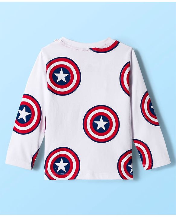 Babyhug Marvel Single Jersey Knit Full Sleeves T-Shirts with Avengers & Captain America Graphic Pack of 3 - Red Navy Blue & White