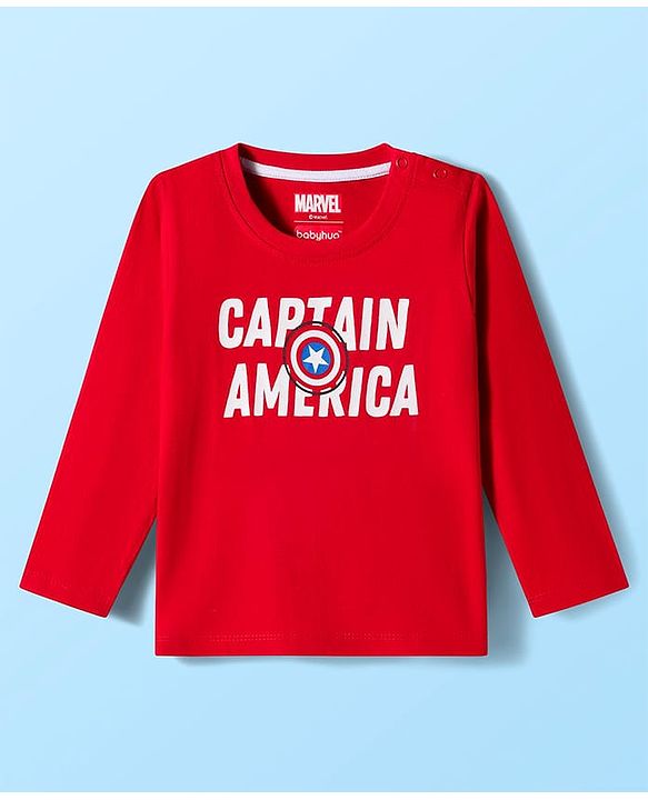 Babyhug Marvel Single Jersey Knit Full Sleeves T-Shirts with Avengers & Captain America Graphic Pack of 3 - Red Navy Blue & White