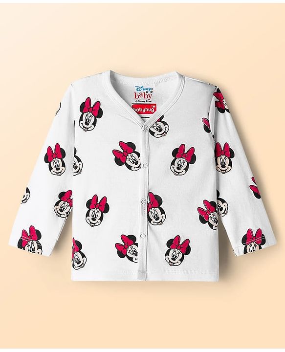 Babyhug Disney Interlock Knit Full Sleeves Jhablas With Minnie Mouse Print Pack Of 3 - Navy Blue Red & White
