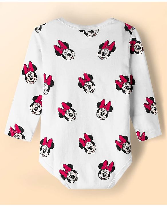 Babyhug Disney Inyterlock Knit Full Sleeve Onesies with  Minnie Mouse Graphics Pack of 3 - Red White & Blue