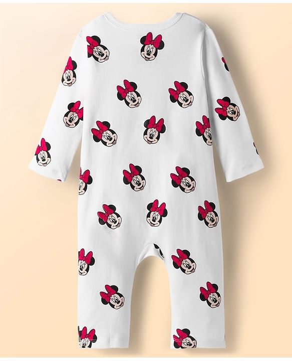 Babyhug Disney Inyterlock Knit Full Sleeves Front Open Rompers with Minnie Mouse Graphics Pack of 3 - Red White & Blue