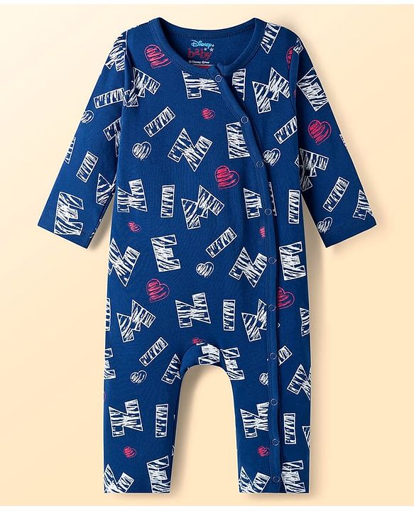 Babyhug Disney Inyterlock Knit Full Sleeves Front Open Rompers with Minnie Mouse Graphics Pack of 3 - Red White & Blue