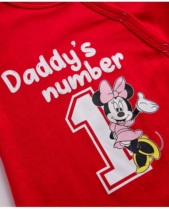 Babyhug Disney Inyterlock Knit Full Sleeves Front Open Rompers with Minnie Mouse Graphics Pack of 3 - Red White & Blue
