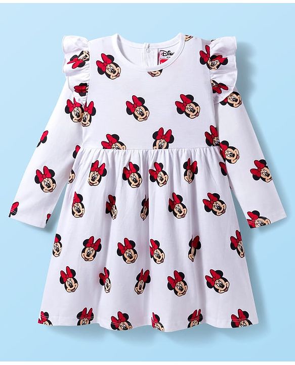 Babyhug Disney Single Jersey Knit Full Sleeves Frock With Minnie Mouse Print Pack Of 2 - Navy Blue & White