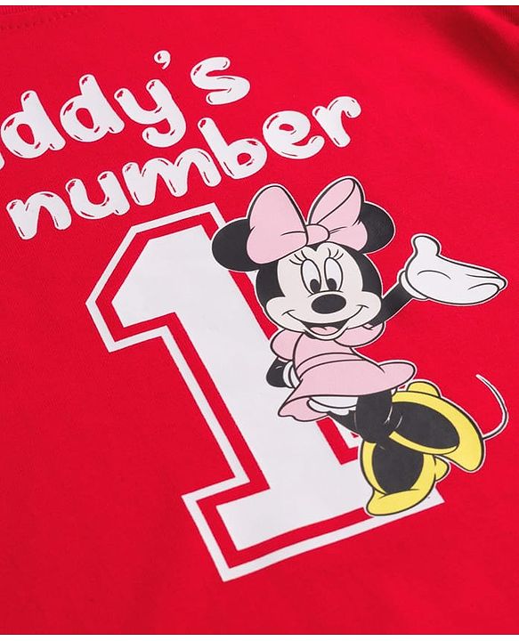 Babyhug Disney Single Jersey Knit Full Sleeves T-Shirts with Minnie Mouse Graphic Pack of 3 - Red Navy Blue & White