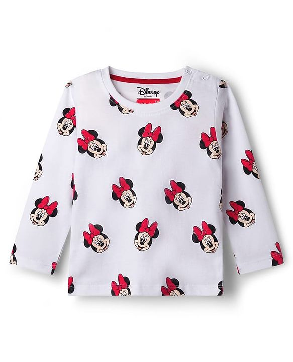Babyhug Disney Single Jersey Knit Full Sleeves T-Shirts with Minnie Mouse Graphic Pack of 3 - Red Navy Blue & White