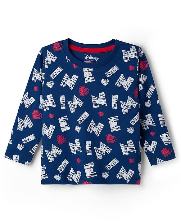 Babyhug Disney Single Jersey Knit Full Sleeves T-Shirts with Minnie Mouse Graphic Pack of 3 - Red Navy Blue & White