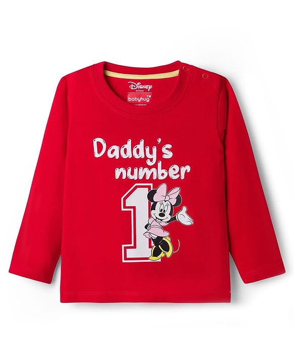 Babyhug Disney Single Jersey Knit Full Sleeves T-Shirts with Minnie Mouse Graphic Pack of 3 - Red Navy Blue & White