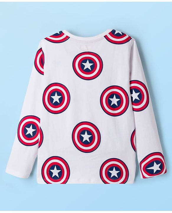 Pine Kids Marvel Single Jersey Knit Full Sleeves T-Shirts with Avengers Captain America Graphic Pack of 3 - White Blue & Red