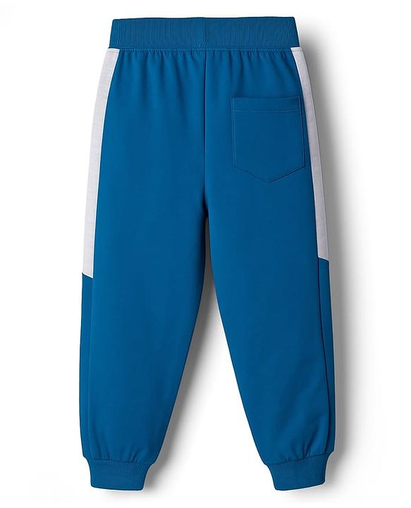 Babyhug Terry Knit Full Length Lounge Pant With Text Print - Blue
