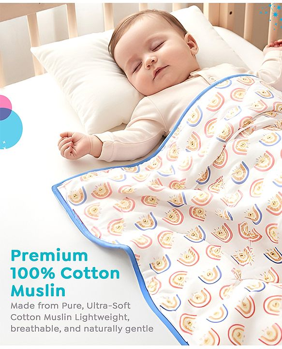 Babyhug Disney 100% Cotton Muslin 3 Layered Baby Blanket Winnie The Pooh Print| Soft Breathable Fabric| Gentle of Baby Skin| Comfortable Warm & Soothing| Machine washable| New Born Gifting Option