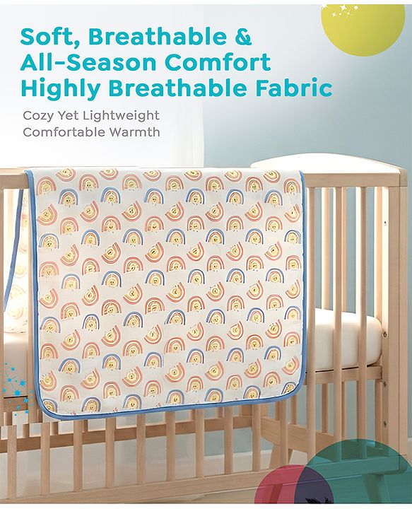 Babyhug Disney 100% Cotton Muslin 3 Layered Baby Blanket Winnie The Pooh Print| Soft Breathable Fabric| Gentle of Baby Skin| Comfortable Warm & Soothing| Machine washable| New Born Gifting Option