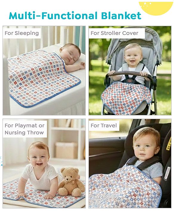 Babyhug Disney 100% Cotton Muslin 3 Layered Baby Blanket Winnie The Pooh Print| Soft Breathable Fabric| Gentle of Baby Skin| Comfortable Warm & Soothing| Machine washable| New Born Gifting Option
