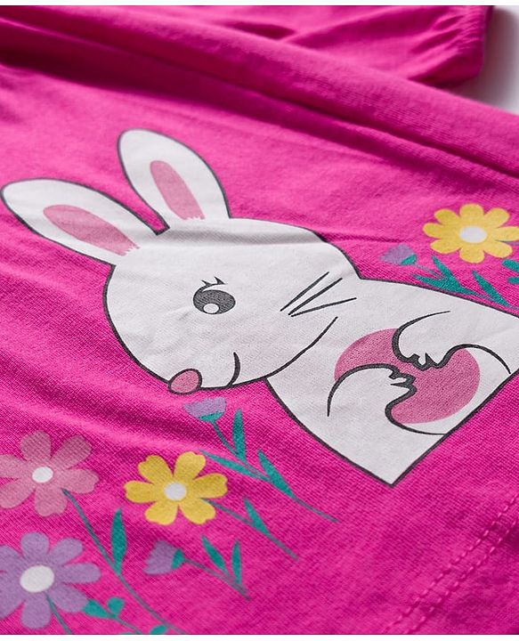 Babyhug Cotton Woven Full Sleeves Frock & Legging With Animal Print & Frill Detailing - Dark Pink & Pink