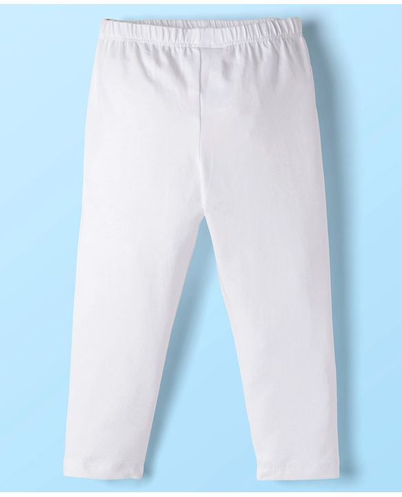 Babyhug Single Jersey Knit Full Length Solid Colour Legging - White