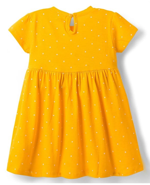 Babyhug Single Jersey Knit Half Sleeves Frocks With Floral Print Pack Of 2 - Yellow & Green