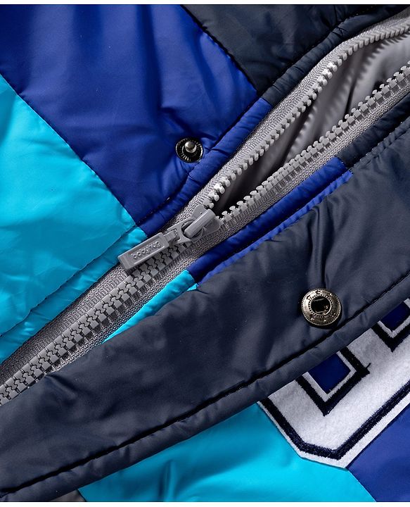 Babyhug Woven Full Sleeves Padded Jacket with Detachable Hood & Patch Detailing - Multicolor
