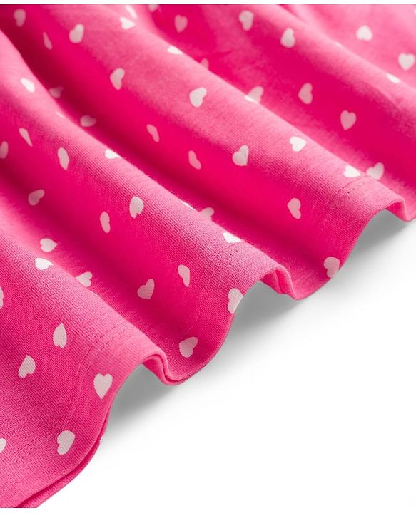 Babyhug Single Jersey Knit Half Sleeves Frock with Heart Print Pack of 2 - Navy & Pink