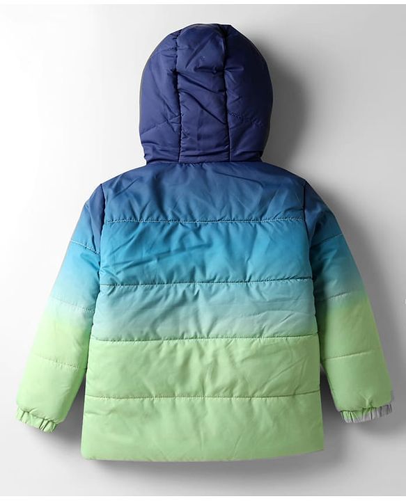 Babyhug Woven Full Sleeves Hooded Padded Jacket With Ombre Effect - Multicolor