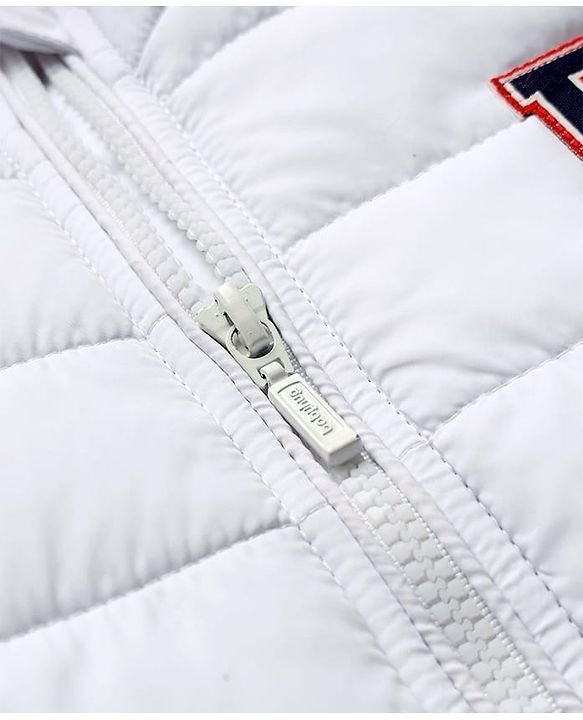Babyhug Woven Full Sleeves Hooded Padded Jacket With Alphabet Embroidery - White