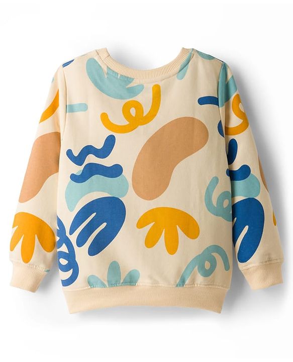 Pine Kids Knit Full Sleeves Sweatshirt With Awesome Forever Text Print - Cream