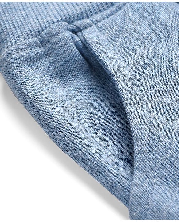 Babyhug Terry Cotton Knit Full Length Cut & Sew Lounge Pant - Light Blue
