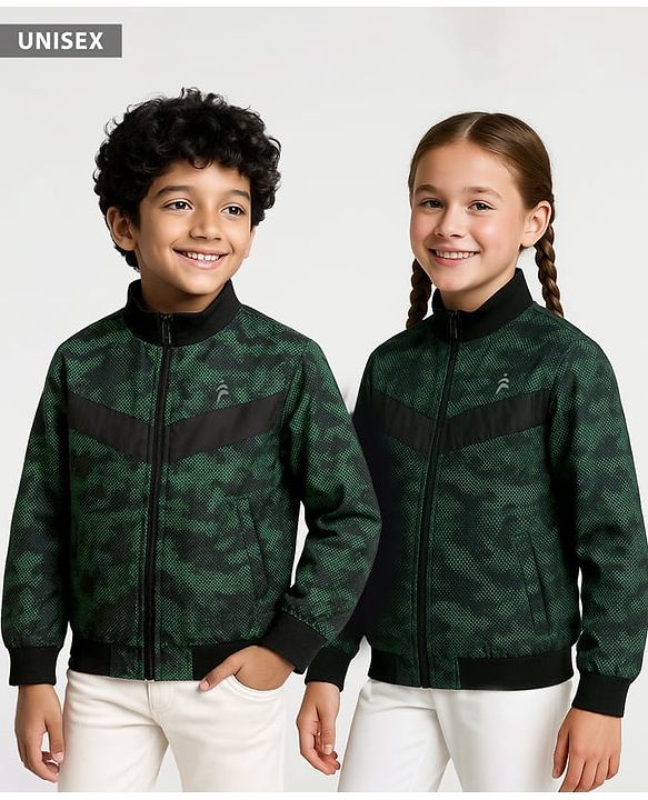 Pine Active Woven Full Sleeve Jacket with Abstract Print - Green