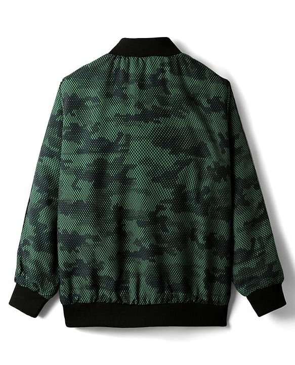 Pine Active Woven Full Sleeve Jacket with Abstract Print - Green
